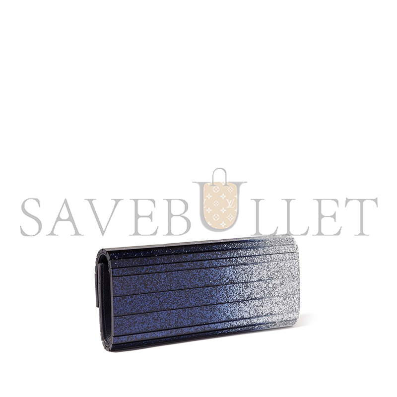 JIMMY CHOO SILVER & NAVY SWEETIE GLITTER CLUTCH (24*10*5cm) 